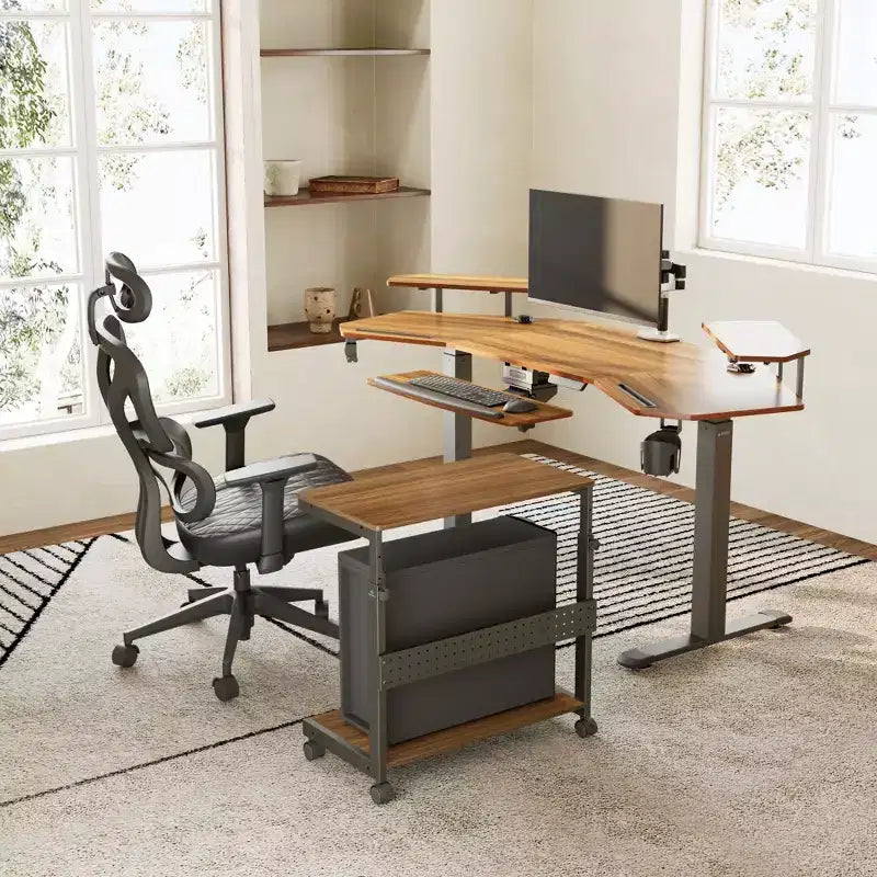 EUREKA ERGONOMIC Carrello Mobile per CPU Regolabile in Altezza con Tappetino per Mouse