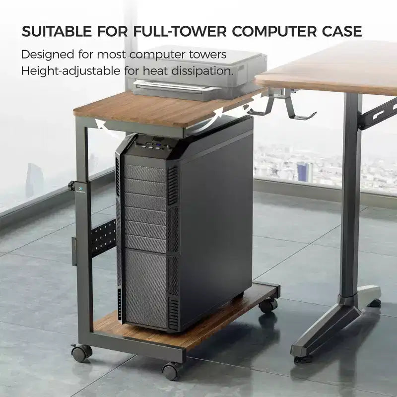 EUREKA ERGONOMIC Carrello Mobile per CPU Regolabile in Altezza con Tappetino per Mouse