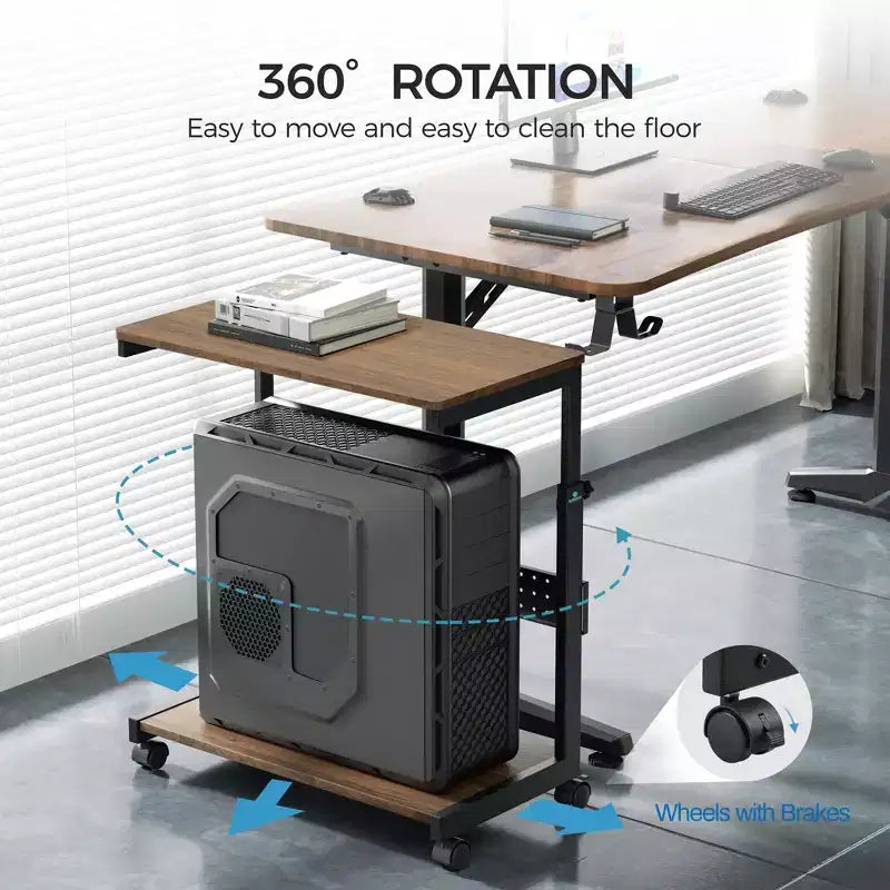 EUREKA ERGONOMIC Carrello Mobile per CPU Regolabile in Altezza con Tappetino per Mouse