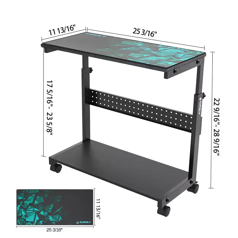 EUREKA ERGONOMIC Carrello Mobile per CPU Regolabile in Altezza con Tappetino per Mouse