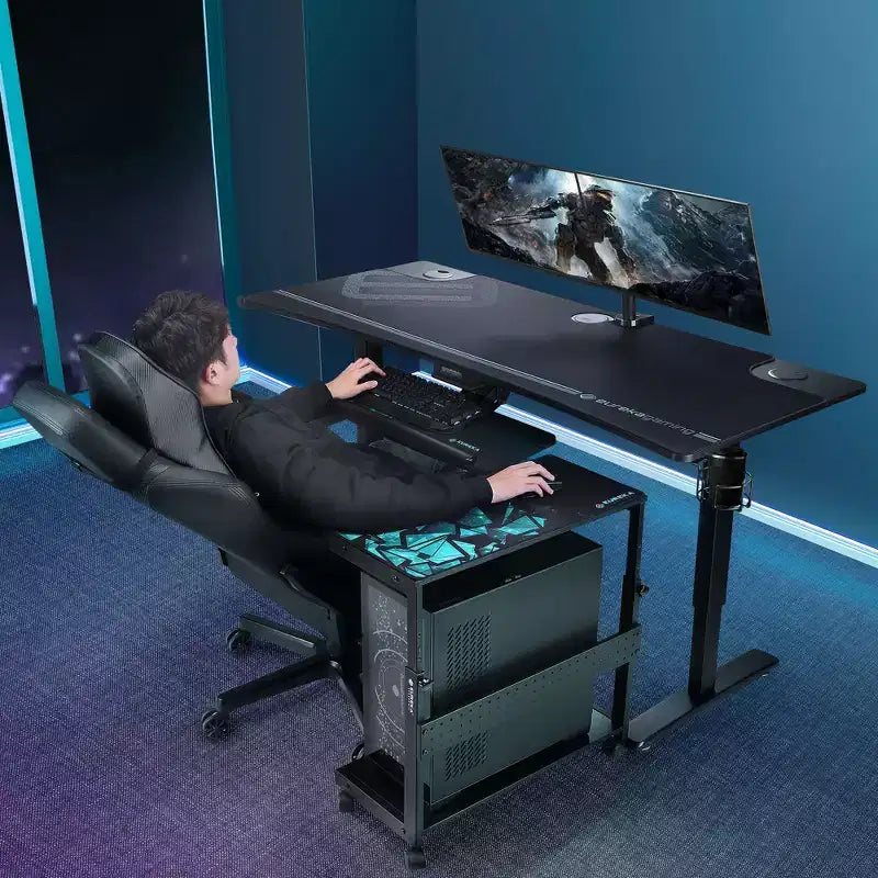 EUREKA ERGONOMIC Carrello Mobile per CPU Regolabile in Altezza con Tappetino per Mouse