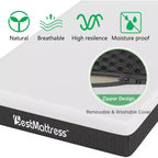 Materasso FDW 8 Pollici in Memory Foam con Gel Rinfrescante, Materasso Medio Rigido Misura Queen, Senza Fibra di Vetro, Certificazione CertiPUR US