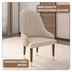 Sedia da pranzo schienale alto LeisureMod Elara Collection, rivestimento in pelle con design a increspature sullo schienale, struttura in legno di gomma e dettagli dorati per sala da pranzo