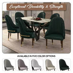 Sedia da pranzo schienale alto LeisureMod Elara Collection, rivestimento in pelle con design a increspature sullo schienale, struttura in legno di gomma e dettagli dorati per sala da pranzo