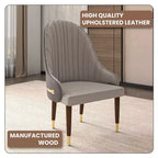 Sedia da pranzo schienale alto LeisureMod Elara Collection, rivestimento in pelle con design a increspature sullo schienale, struttura in legno di gomma e dettagli dorati per sala da pranzo