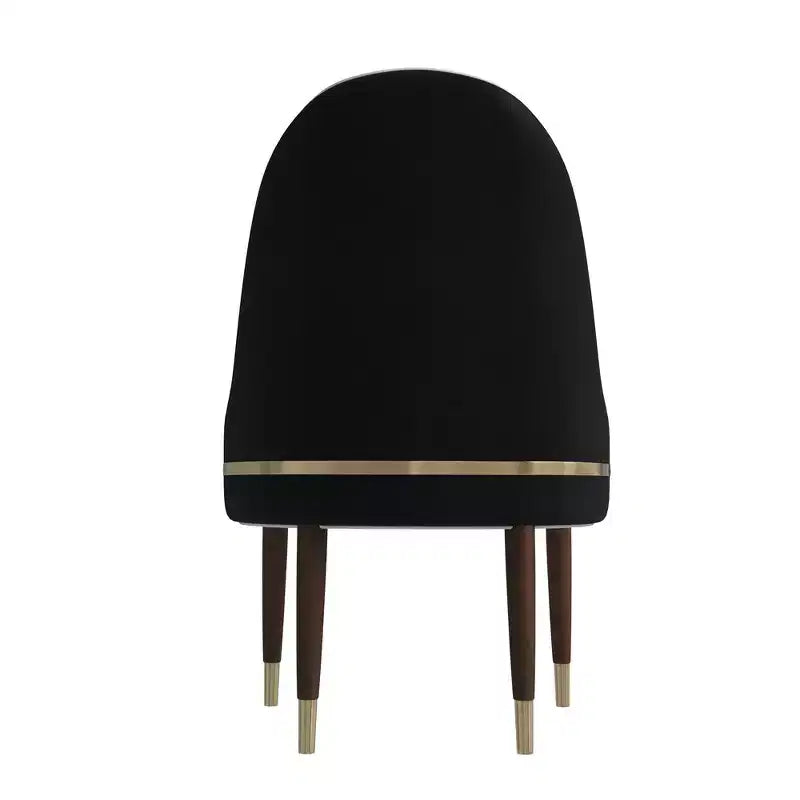 Sedia da pranzo schienale alto LeisureMod Elara Collection, rivestimento in pelle con design a increspature sullo schienale, struttura in legno di gomma e dettagli dorati per sala da pranzo
