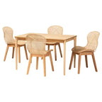 Set da pranzo Baxton Studio Sabelle Japandi in legno e rattan, 5 pezzi