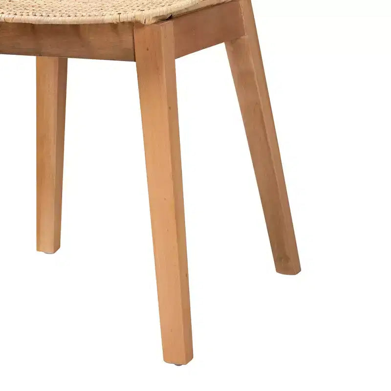 Set da pranzo Baxton Studio Sabelle Japandi in legno e rattan, 5 pezzi