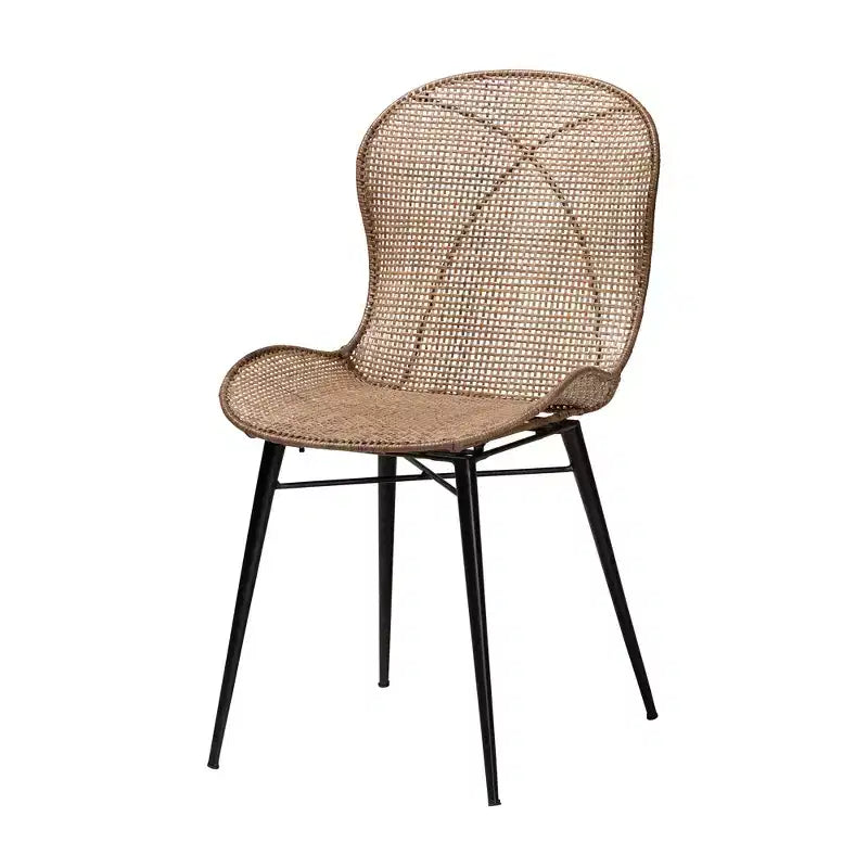 Set da pranzo Baxton Studio Sabelle Japandi in legno e rattan, 5 pezzi