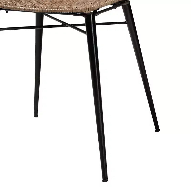 Set da pranzo Baxton Studio Sabelle Japandi in legno e rattan, 5 pezzi