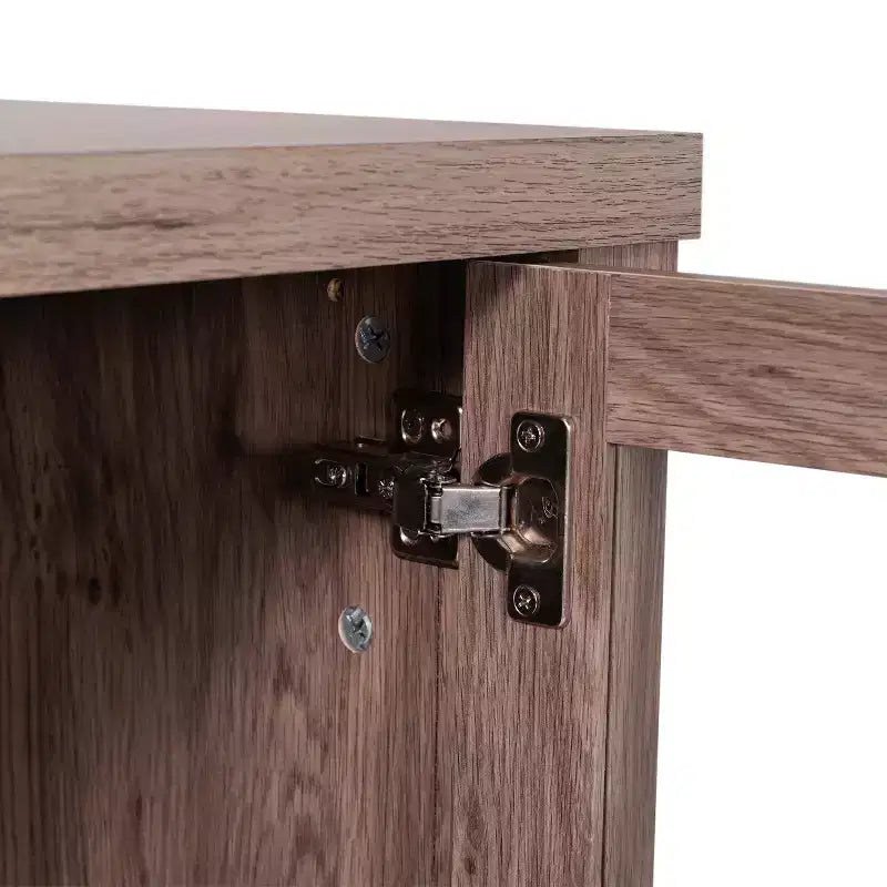 Mobile buffet a due cassetti in legno ingegnerizzato Merrick Lane con ripiano aperto, due ante in vetro temperato per sala da pranzo/cucina
