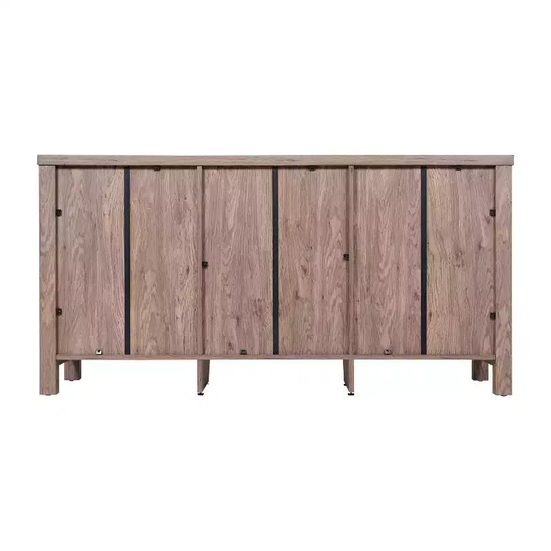 Mobile buffet a due cassetti in legno ingegnerizzato Merrick Lane con ripiano aperto, due ante in vetro temperato per sala da pranzo/cucina