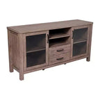 Mobile buffet a due cassetti in legno ingegnerizzato Merrick Lane con ripiano aperto, due ante in vetro temperato per sala da pranzo/cucina