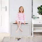 Cassapanca Giocattoli in Legno per Bambini Costway, Contenitore Panca con Coperchio a Ribalta e Cerniera di Sicurezza