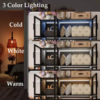 Famapy Vetrinetta Armadio Illuminazione a LED Ante in Vetro Guardaroba Nero