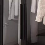 Famapy Vetrinetta Armadio Illuminazione a LED Ante in Vetro Guardaroba Nero