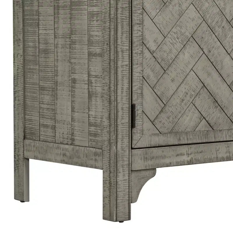 60W Credenza Retro Americana con Ripiani Regolabili, Mobile Contenitore con 3 Ante per Soggiorno, Ingresso e Sala Studio 4Q - ModernLuxe
