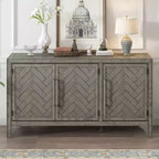 60W Credenza Retro Americana con Ripiani Regolabili, Mobile Contenitore con 3 Ante per Soggiorno, Ingresso e Sala Studio 4Q - ModernLuxe