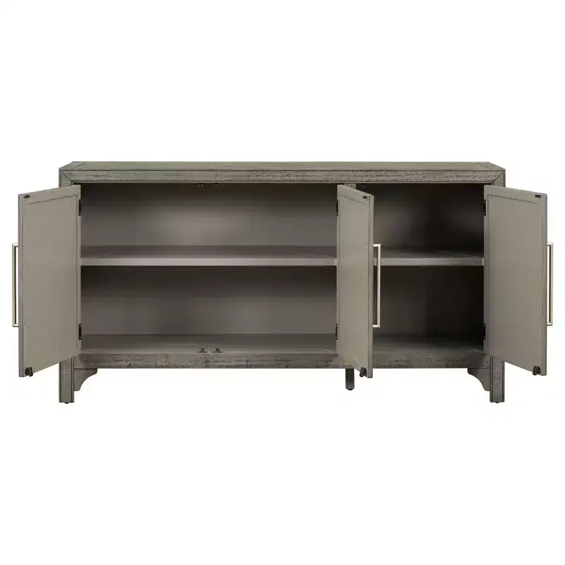 60W Credenza Retro Americana con Ripiani Regolabili, Mobile Contenitore con 3 Ante per Soggiorno, Ingresso e Sala Studio 4Q - ModernLuxe