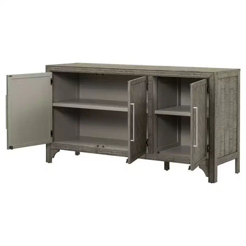 60W Credenza Retro Americana con Ripiani Regolabili, Mobile Contenitore con 3 Ante per Soggiorno, Ingresso e Sala Studio 4Q - ModernLuxe