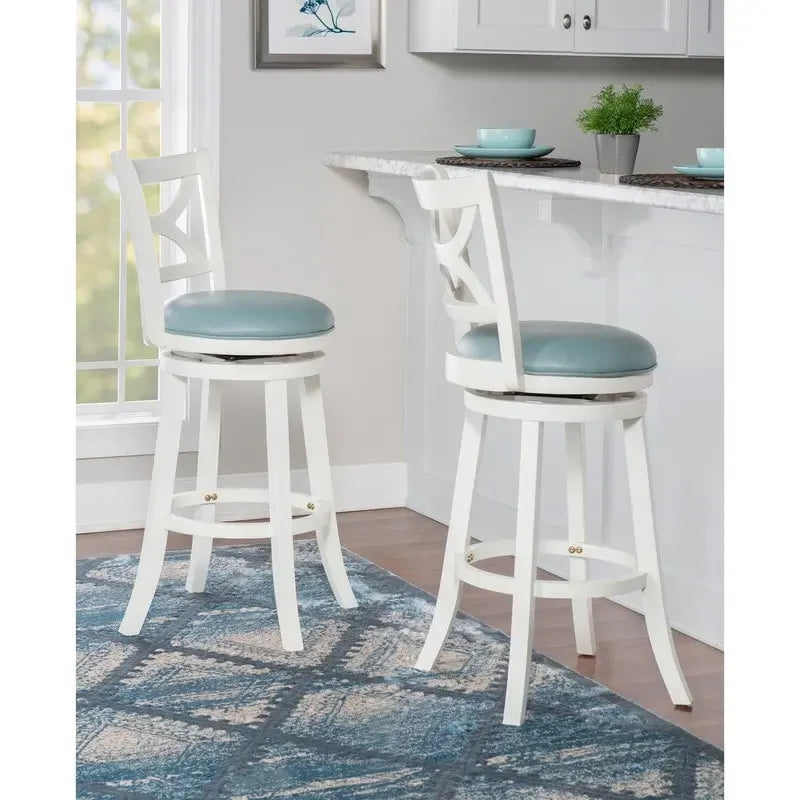 Sgabello girevole crema e azzurro per bar/bancone — 1 posto