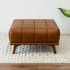 Pouf trapuntato in pelle conciata, grande, 1 persona