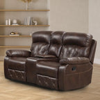Set Divano Reclinabile Manuale Owen 3 Pezzi in Pelle Traspirante Marrone
