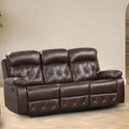 Set Divano Reclinabile Manuale Owen 3 Pezzi in Pelle Traspirante Marrone