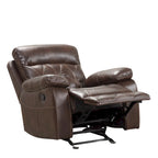 Set Divano Reclinabile Manuale Owen 3 Pezzi in Pelle Traspirante Marrone