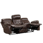 Set Divano Reclinabile Manuale Owen 3 Pezzi in Pelle Traspirante Marrone