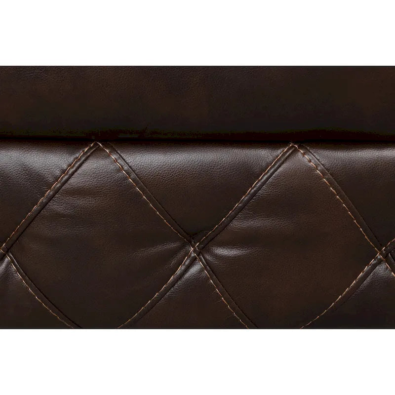 Set Divano Reclinabile Manuale Owen 3 Pezzi in Pelle Traspirante Marrone