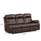 Set Divano Reclinabile Manuale Owen 3 Pezzi in Pelle Traspirante Marrone