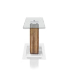 Tavolino da divano in vetro con base geometrica contemporanea bianca, 1–2 posti a sedere