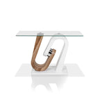 Tavolino da divano in vetro con base geometrica contemporanea bianca, 1–2 posti a sedere