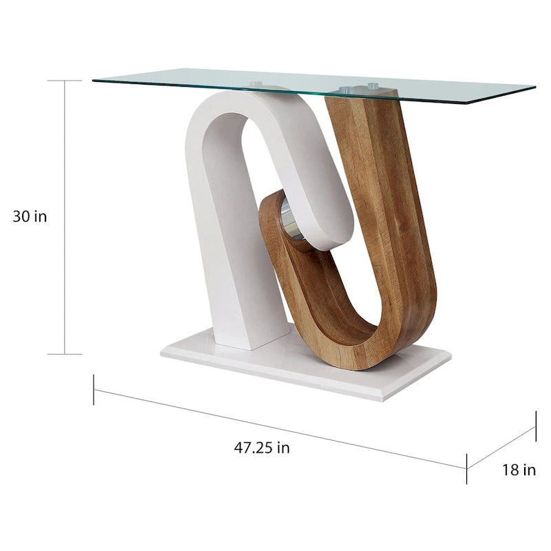 Tavolino da divano in vetro con base geometrica contemporanea bianca, 1–2 posti a sedere