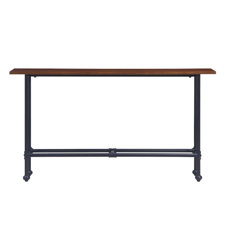 Tavolo console industriale sottile nero ed espresso con impiallacciatura in betulla