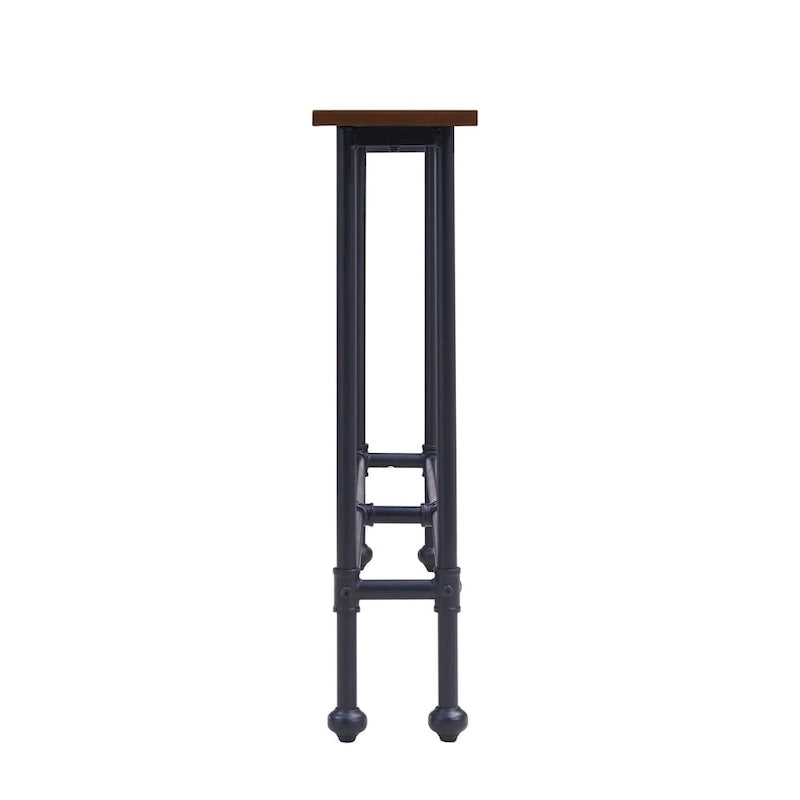 Tavolo console industriale sottile nero ed espresso con impiallacciatura in betulla