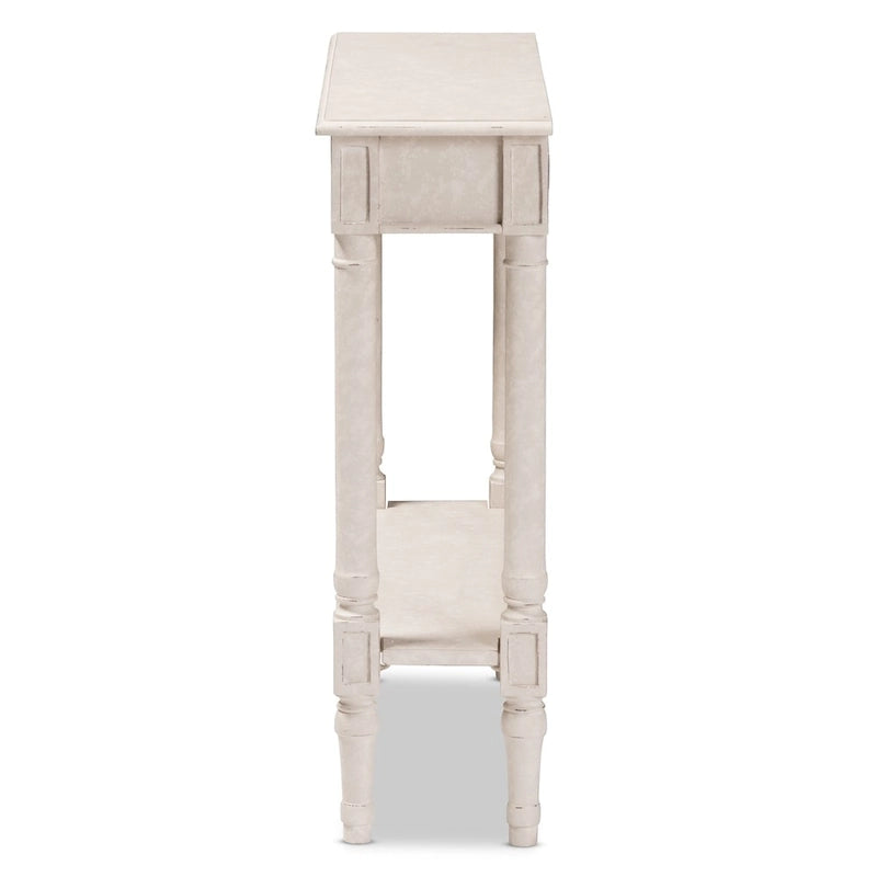 Consolle a 1 cassetto sbiancata stile rustico