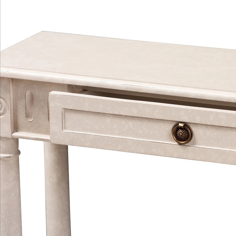 Consolle a 1 cassetto sbiancata stile rustico