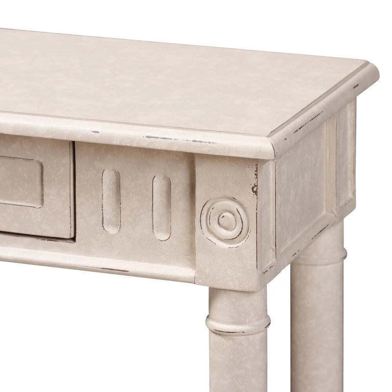 Consolle a 1 cassetto sbiancata stile rustico