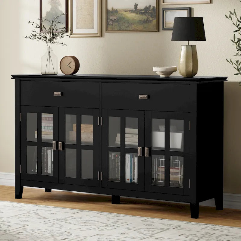 Credenza/Buffet grande a 4 ante Stratford 60, in legno massello, stile tradizionale - 17p x 60l x 34a
