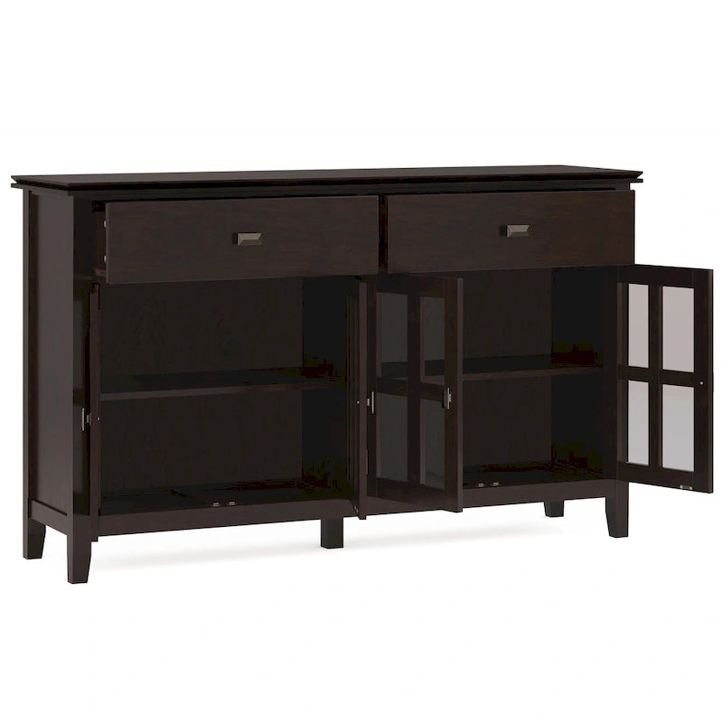 Credenza/Buffet grande a 4 ante Stratford 60, in legno massello, stile tradizionale - 17p x 60l x 34a