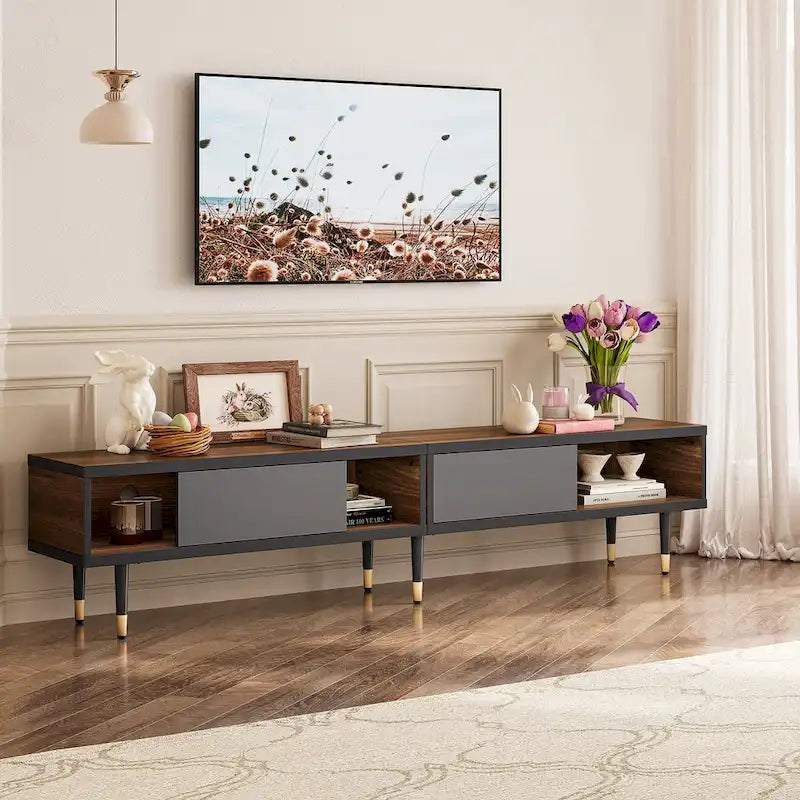 Modern TV Stand up to for 85 inch TVs Entertainment Center with Storage - 80 inch