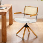 Poltrona Girevole in Similpelle con Dettagli in Legno