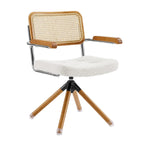Poltrona Girevole in Similpelle con Dettagli in Legno