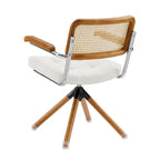 Poltrona Girevole in Similpelle con Dettagli in Legno