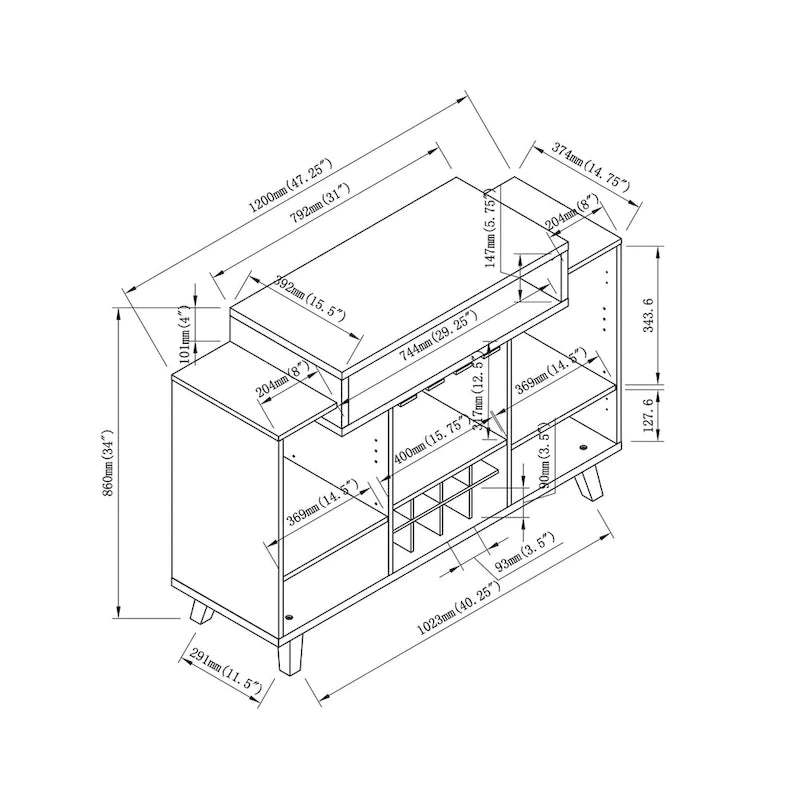 Credenza portavino contemporanea nera/cappuccino — 1 Unità