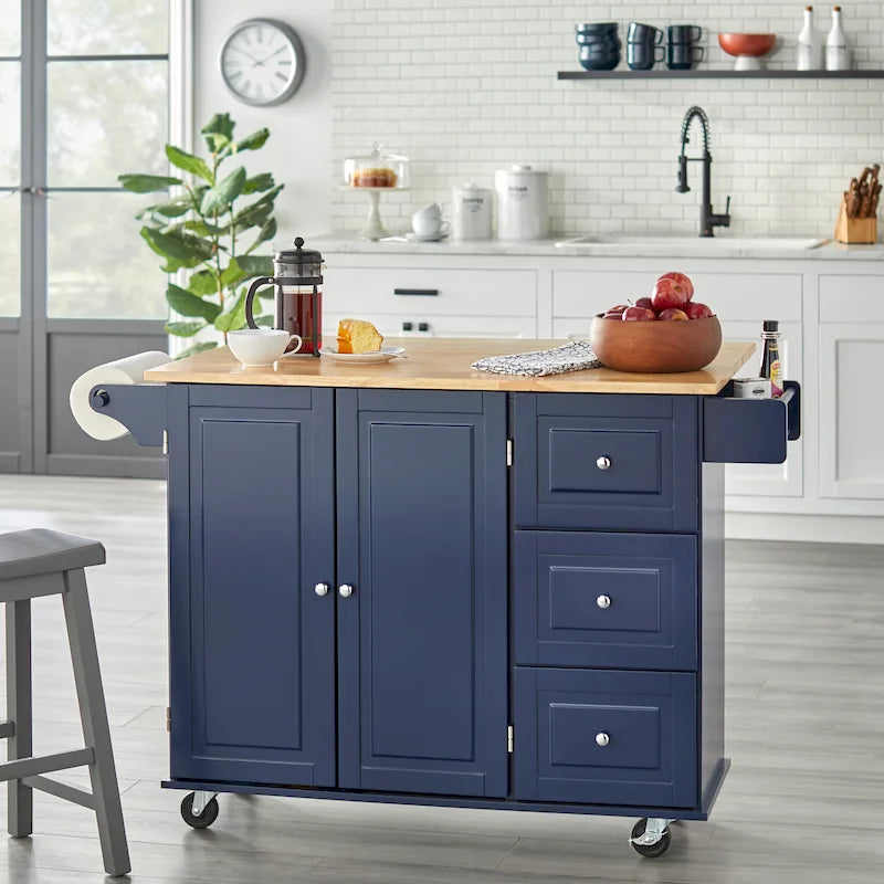 Carrello da cucina con anta a ribalta e 3 cassetti