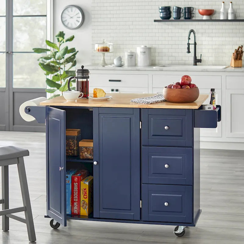Carrello da cucina con anta a ribalta e 3 cassetti