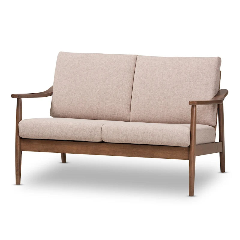 Divanetto Mid-Century Modern con Cuscini Sfoderabili Marrone e Nero